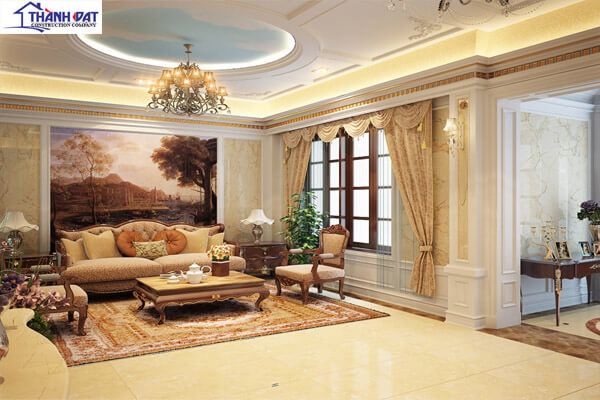 Thiết kế nội thất phòng khách đẹp mang phong cách cổ điển